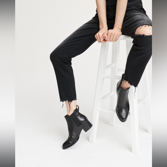 Rag & Bone Walker Black Full Genuine Leather Chelsea Ankle Boot Size 36.5 - Picture 2 of 11